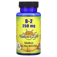 Препарат с витаминами группы В Nature's Life, B-2 Рибофлавин, 250 мг, 100 таблеток Доставка від 14 днів -