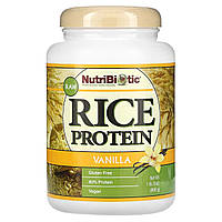 Рисовый белок NutriBiotic, Сырой рисовый протеин, ваниль, 1 фунт 5 унций (600 г) Доставка від 14 днів -