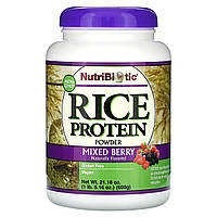 Рисовый белок NutriBiotic, Порошок рисового протеина, смешанные ягоды, 1 фунт (600 г) Доставка від 14 днів -
