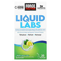 Force Factor, Liquid Labs, Rapid Hydration Electrolyte Drink Mix, Lemon-Lime, 20 стиков в упаковке, 0,25 унции