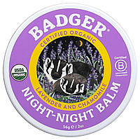 Средство для местного применения Badger Company, Organic Night-Night Balm, Lavender and Chamomile, 2 oz (56 g)