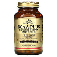 Амінокислоти BCAA Solgar, BCAA Plus, Free Form, 100 Vegetable Capsules, оригінал. Доставка від 14 днів