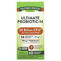 Пробиотическая формула Nature's Truth, Ultimate Probiotic-14, 25 миллиардов, 60 капсул быстрого высвобождения