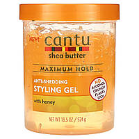 Гель для укладки волос Cantu, Shea Butter, Anti-Shedding Styling Gel, With Honey, Maximum Hold, 18.5 oz (524