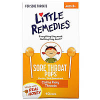 Пастилки Little Remedies, Sore Throat Pops, Made with Real Honey, Ages 3+, 10 Pops Доставка від 14 днів -