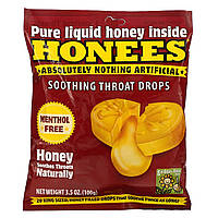 Пастилки Honees, Soothing Throat Drops, Honey, 20 King Size Drops Доставка від 14 днів - Оригинал