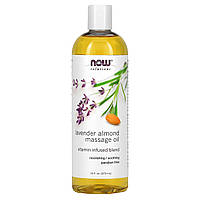 Суміш олій для тіла і масажу NOW Foods, Solutions, Lavender Almond Massage Oil, 16 fl oz (473 ml), оригінал. Доставка від 14 днів