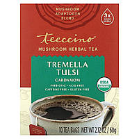Травяной чай Teeccino, Mushroom Herbal Tea, Tremella Tulsi, Cardamom, Caffeine Free, 10 Tea Bags, 2.12 oz (60