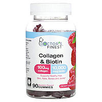 Коллаген Doctor's Finest, Collagen & Biotin, Raspberry , 90 Gummies Доставка від 14 днів - Оригинал