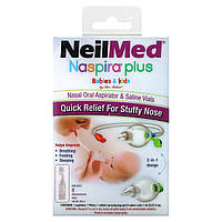 Средство для промывания носа NeilMed, Naspira Plus, Nasal Oral Aspirator & Saline Vials, Babies & Kids, 17
