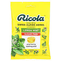 Пастилки Ricola, Oral Anesthetic, Sugar Free, Lemon Mint, 19 Wrapped Drops Доставка від 14 днів - Оригинал