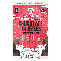 Шоколад Lakanto, Chocolate Truffles, Dark Chocolate, 9 Pieces, 3.63 oz (103 g) Доставка від 14 днів - Оригинал
