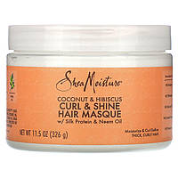 Крем для волос Sheamoisture, маска для кудри и блеска волос, кокос и гибискус, 326 г (11,5 унций) Доставка від