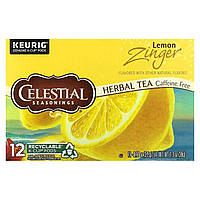 Травяной чай Celestial Seasonings, Herbal Tea, Lemon Zinger, Caffeine Free, 12 K-Cup Pods, 0.11 oz (3.2 g)