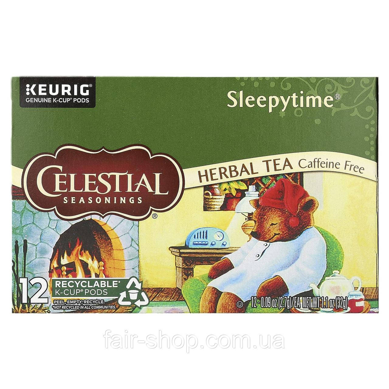 Трав'яний чай Celestial Seasonings, Herbal Tea, Sleepytime, Caffeine Free, 12 K-Cup Pods, 1.1 oz (32 g), оригінал. Доставка з, фото 1