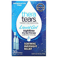 Капли для глаз TheraTears, Nighttime Dry Eye Therapy, Lubricant Eye Gel, 30 Single-Use Vials Доставка від 14