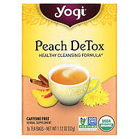 Лікувальні чаї Yogi Tea, Peach DeTox, Caffeine Free, 16 Tea Bags, 1.12 oz (32 g), оригінал. Доставка від 14 днів