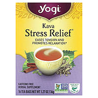 Лікувальні чаї Yogi Tea, Kava Stress Relief, Caffeine Free, 16 Tea Bags, 1.27 oz (36 g), оригінал. Доставка від 14 днів