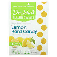 Льодяники Dr. John&#x27;s Healthy Sweets, Lemon Hard Candy, + Fiber & Vitamin C, Sugar Free, 3.85 oz (109 g), оригінал. Доставка