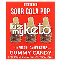 Льодяники Kiss My Keto, Gummy Candy, Sour Cola Pop, 8 Bags, 0.88 oz (25 g) Each, оригінал. Доставка від 14 днів