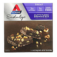 Батончики для перекуса Atkins, Endulge, Nutty Fudge Brownie Bar, 5 Bars, 1.41 oz (40 g) Each Доставка від 14