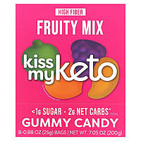 Льодяники Kiss My Keto, Gummy Candy, Fruity Mix, 8 Bags, 0.88 oz (25 g) Each, оригінал. Доставка від 14 днів