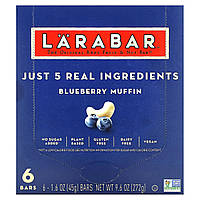 Батончики для перекуса Larabar, The Original Real Fruit & Nut Bar, Blueberry Muffin, 6 Bars, 1.6 oz (45 g)