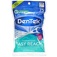 Зубная нить DenTek, Complete Clean, Easy Reach Floss Picks, Mouthwash Blast, 75 Floss Picks Доставка від 14