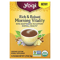 Лікувальні чаї Yogi Tea, Rich & Robust Morning Vitality, 16 Tea Bags, 1.27 oz (36 g), оригінал. Доставка від 14 днів