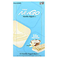 Батончики для перекуса NuGo Nutrition, Original Bar, Vanilla Yogurt, 15 Bars, 1.76 oz (50 g) Each Доставка від