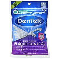 Зубная нить DenTek, Cross Flosser Plaque Control, Mouthwash Blast, 75 Count Доставка від 14 днів - Оригинал