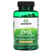 ZMA Swanson, ZMA, Anabolic Mineral Support, 800 mg, 90 Capsules, оригінал. Доставка від 14 днів