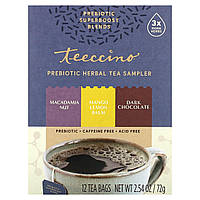 Лечебные чаи Teeccino, Prebiotic Herbal Tea Sampler, 3 Flavors, Caffeine Free, 12 Tea Bags, 2.54 oz (72 g)