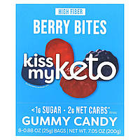 Льодяники Kiss My Keto, Gummy Candy, Berry Bites, 8 Bags, 0.88 oz (25 g) Each, оригінал. Доставка від 14 днів