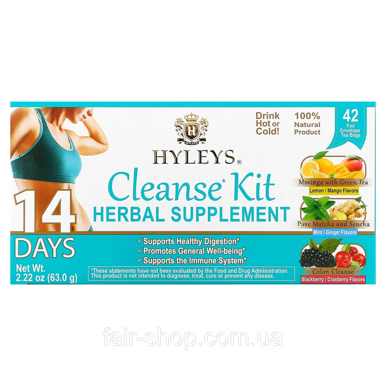 Лікувальні чаї Hyleys Tea, 14 Days Cleanse Kit, 42 Tea Bags, 2.22 oz (63 g), оригінал. Доставка з США/ЄС протягом 14 днів, фото 1