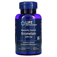 Бромелайн Life Extension, покрытый специальной оболочкой, 500 мг, 60 таблеток, покрытых кишечнорастворимой