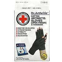Бандаж Доктор арттрит, хлопковые перчатки и справочник по лечению артрита с открытым пальцем, X-Small, серым,