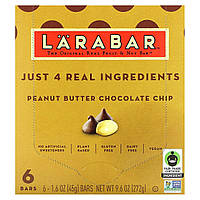 Питательные батончики Larabar, The Original Real Fruit & Nut Bar, Peanut Butter Chocolate Chip, 6 Bars, 1.6 oz