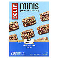 Питательные батончики Clif Bar, Minis, Snack-Size Energy Bar, Chocolate Chip, 20 Bars, 0.99 oz (28 g) Each