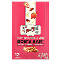 Живильні батончики Bob&#x27;s Red Mill, Bob&#x27;s Bar, Peanut Butter, Jelly & Oats, 12 Bars, 1.76 oz (50 g) Each, оригінал.