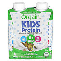 Протеїнова суміш Orgain, Kids Protein, Organic Nutritional Shake, Vanilla, 4 Pack, 8.25 fl oz (244 ml) Each, оригінал. Доставка