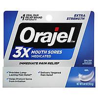 Для ухода за полостью рта Orajel, 3X Medicated For Mouth Sores Gel, Extra Strength, 0.42 oz (11.9 g) Доставка