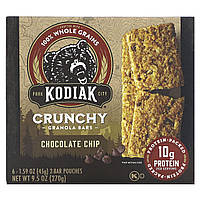 Батончики с гранолой Kodiak Cakes, Crunchy Granola Bars, Chocolate Chip, 6 2-Bar Pouches, 1.59 oz (45 g) Each