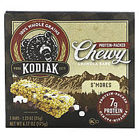Батончики с гранолой Kodiak Cakes, Chewy Granola Bars, S'mores, 5 Bars, 1.23 oz (35 g) Each Доставка від 14