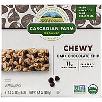 Батончики с гранолой Cascadian Farm, Organic Chewy Granola Bars, Dark Chocolate Chip, 6 Bars, 1.2 oz (35 g)