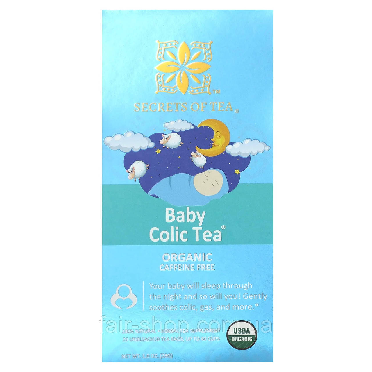 Лікувальні чаї Secrets of Tea, Organic Baby Colic Tea, Caffeine Free, 20 Unbleached Tea Bags, 1 oz (28 g), оригінал. Доставка з, фото 1