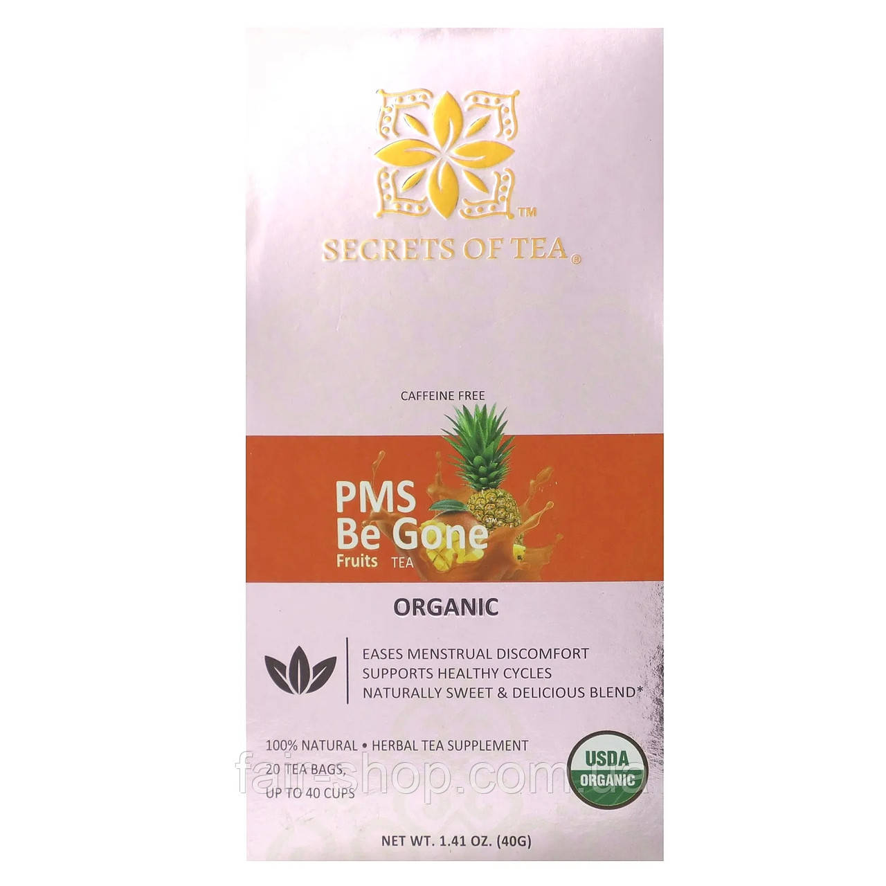 Лікувальні чаї Secrets of Tea, Organic PMS Be Gone Fruits Tea, Caffeine Free, 20 Tea Bags, 1.41 oz (40 g), оригінал. Доставка з, фото 1