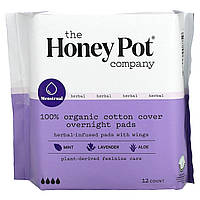 Гигиенические прокладки The Honey Pot Company, Organic Herbal-Infused Pads with Wings, Overnight, 12 Count