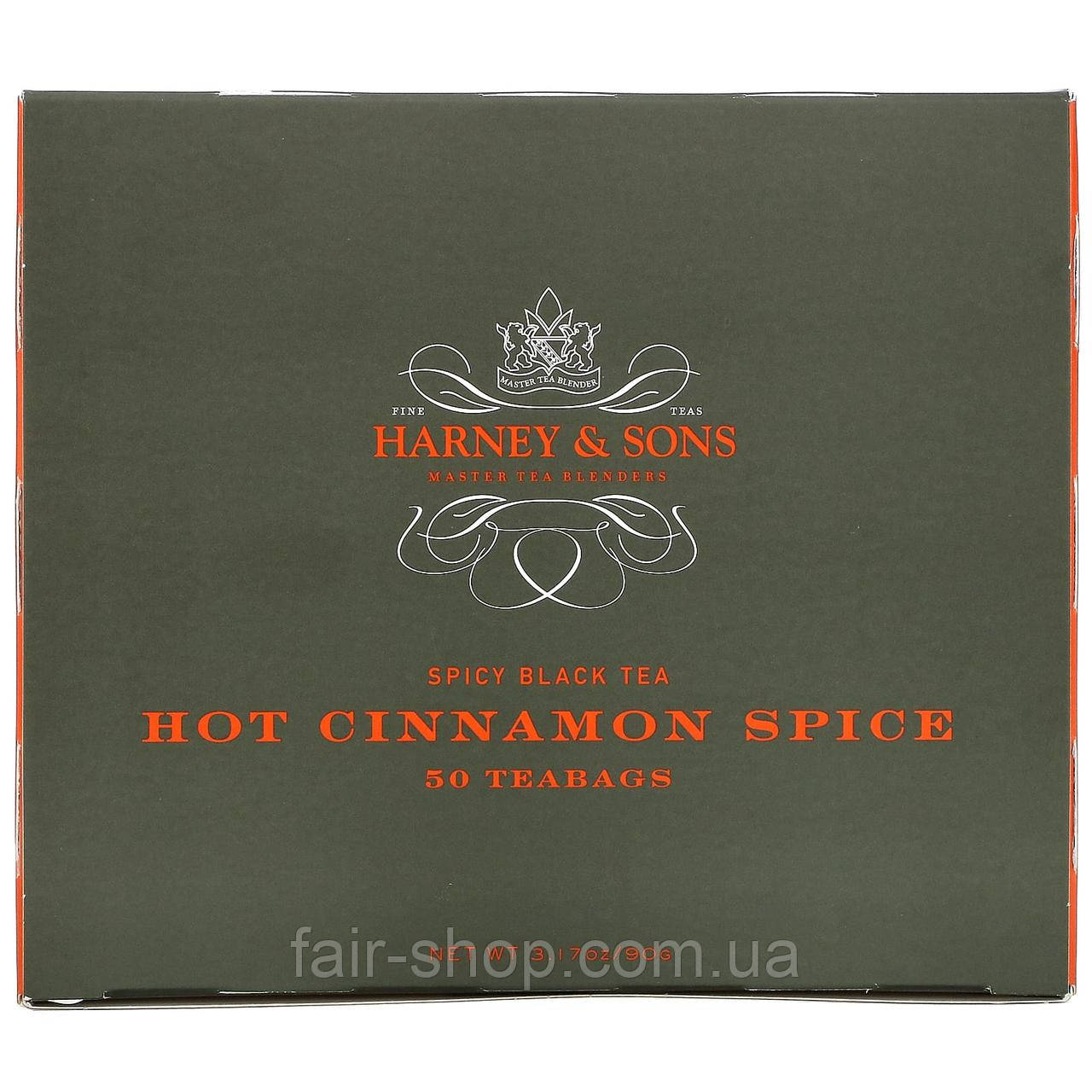 Чорний чай Harney & Sons, Spicy Black Tea, Hot Cinnamon Spice, 50 Tea Bags, 3.17 oz (90 g), оригінал. Доставка з США/ЄС протягом, фото 1
