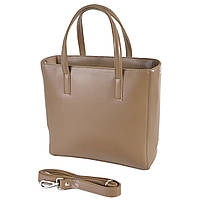 Классическая вместителная женская сумка каркасная большая качественная в стиле "Tote Bag" цвет мокко